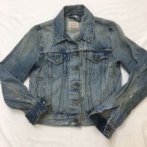 LEVIS Denim Jacket Women S Aged Distressed Jean Acid Wash Blue Y2Kcore